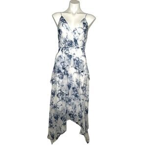 ILLa ILLa White Blue Watercolor Tie Dye Print Maxi Dress‎ Size M